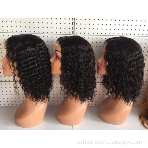 Factory Wholesale Hd Transparent Frontal Curly Fringe Wig Hd Transparent Frontal Human Hair Short Kinky Curly Wig